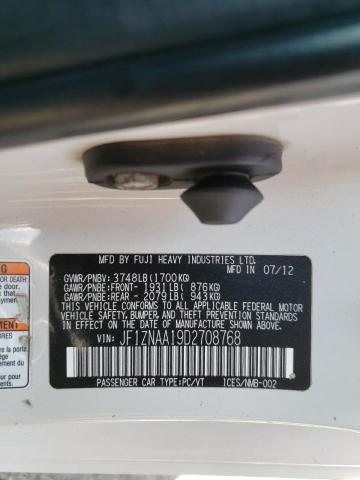 JF1ZNAA19D2708768 - 2013 TOYOTA SCION FR-S WHITE photo 10