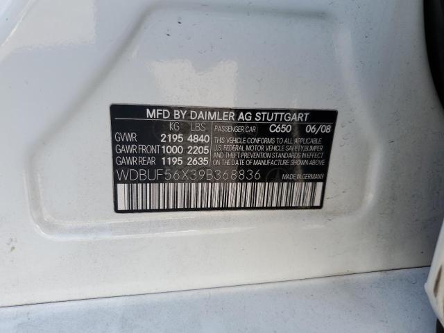 WDBUF56X39B368836 - 2009 MERCEDES-BENZ E 350 WHITE photo 10