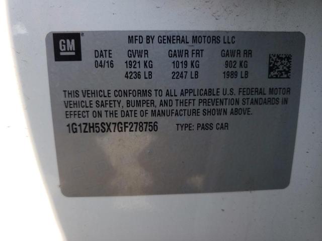 1G1ZH5SX7GF278756 - 2016 CHEVROLET MALIBU PRE WHITE photo 10