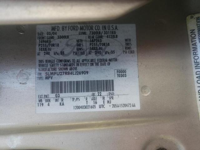 5LMFU27R84LJ26909 - 2004 LINCOLN NAVIGATOR BEIGE photo 10