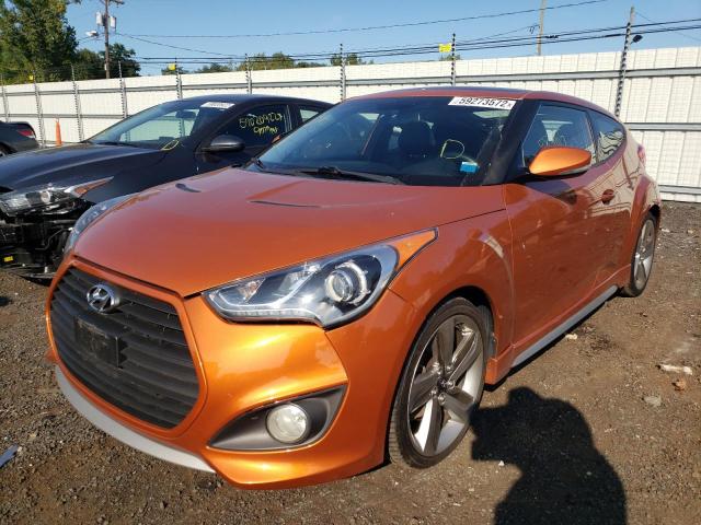 KMHTC6AE4DU110884 - 2013 HYUNDAI VELOSTER T ORANGE photo 2