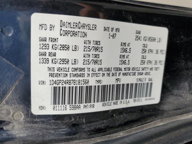 1D4GP24R87B181560 - 2007 DODGE GRAND CARAVAN SE  photo 10