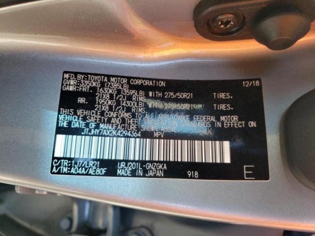 JTJHY7AX2K4294364 - 2019 LEXUS LX 570 GRAY photo 10