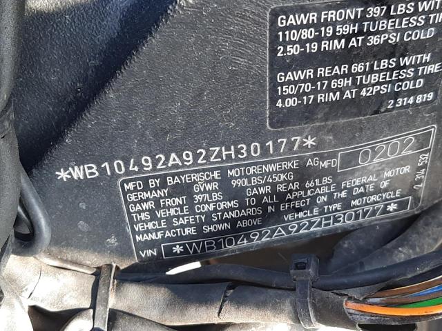 WB10492A92ZH30177 - 2002 BMW R1150 GS A TWO TONE photo 10