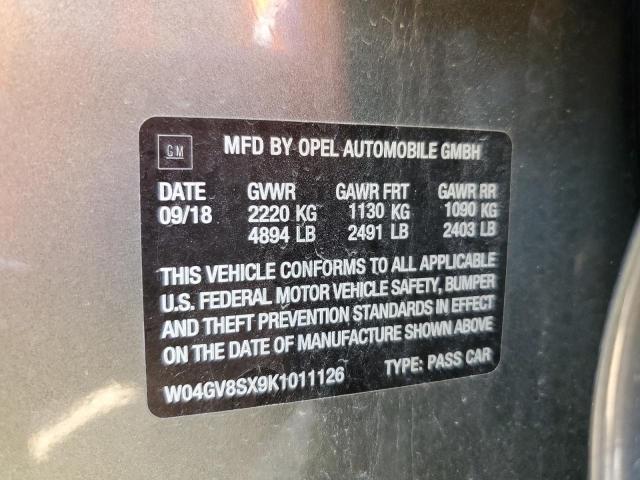 W04GV8SX9K1011126 - 2019 BUICK REGAL TOUR GRAY photo 10