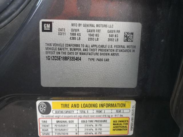 1G1ZC5E18BF335464 - 2011 CHEVROLET MALIBU 1LT 灰色 照片 10