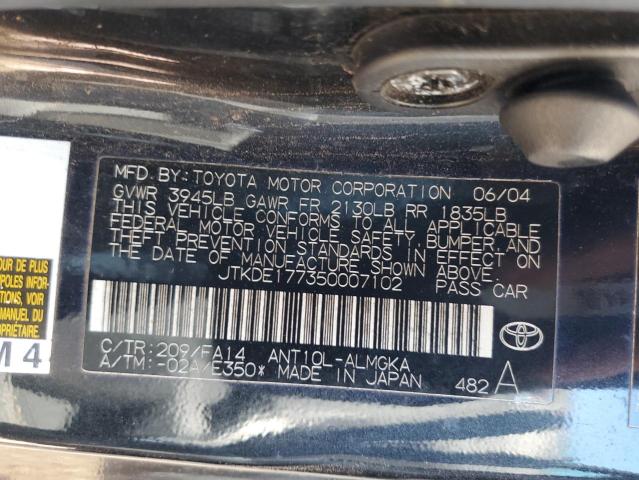 JTKDE177350007102 - 2005 TOYOTA SCION TC შავი ფოტო 10