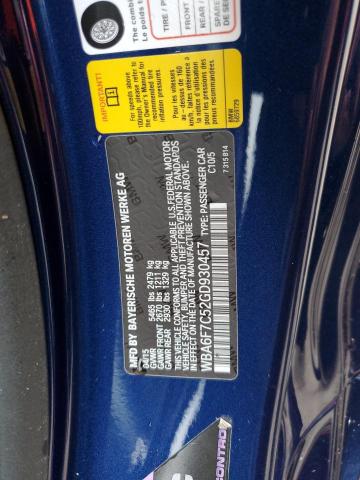 WBA6F7C52GD930457 - 2016 BMW 650 XI BLUE photo 10
