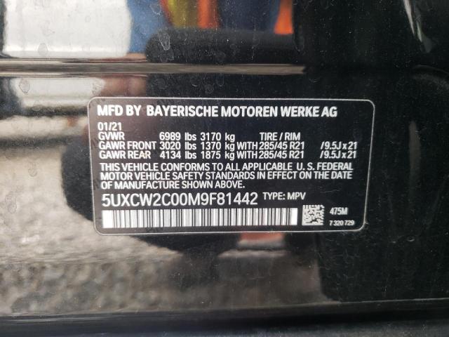 5UXCW2C00M9F81442 - 2021 BMW X7 XDRIVE4 BLACK photo 10