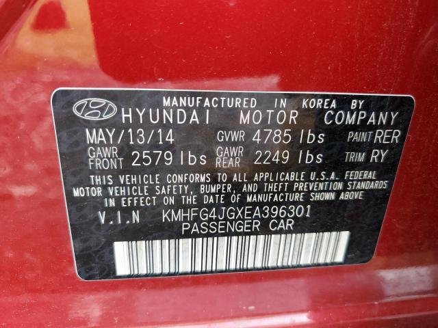 KMHFG4JGXEA396301 - 2014 HYUNDAI AZERA RED photo 10