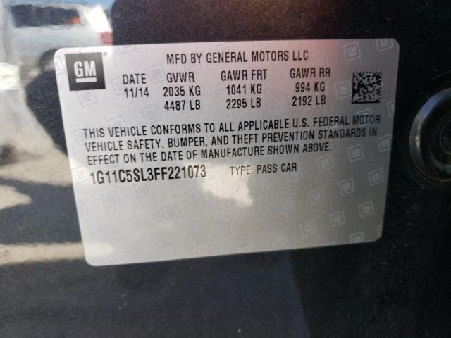 1G11C5SL3FF221073 - 2015 CHEVROLET MALIBU 1LT 石墨色 照片 10