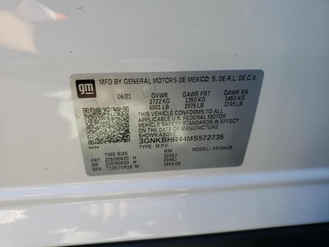 3GNKBHR44MS572735 - 2021 CHEVROLET BLAZER 2LT WHITE photo 10