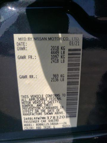 1N4BL4FW7MN378320 - 2021 NISSAN ALTIMA PLA CHARCOAL photo 10