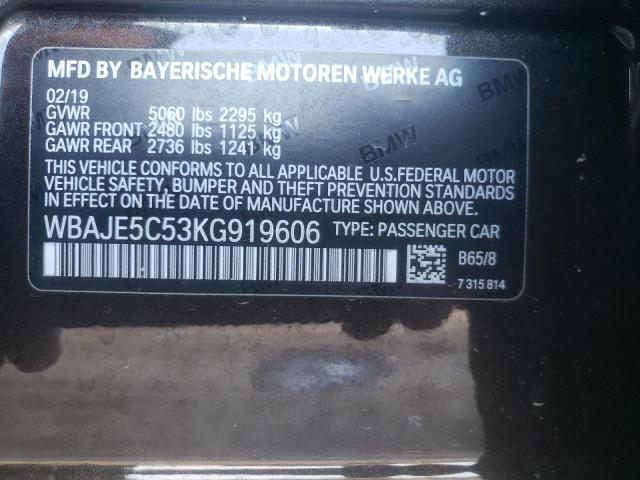 WBAJE5C53KG919606 - 2019 BMW 540 I Brązowy zdjęcie 10