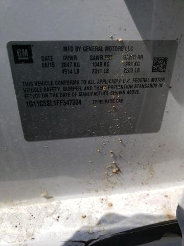 1G11C5SL1FF347304 - 2015 CHEVROLET MALIBU 1LT თეთრი ფოტო 10