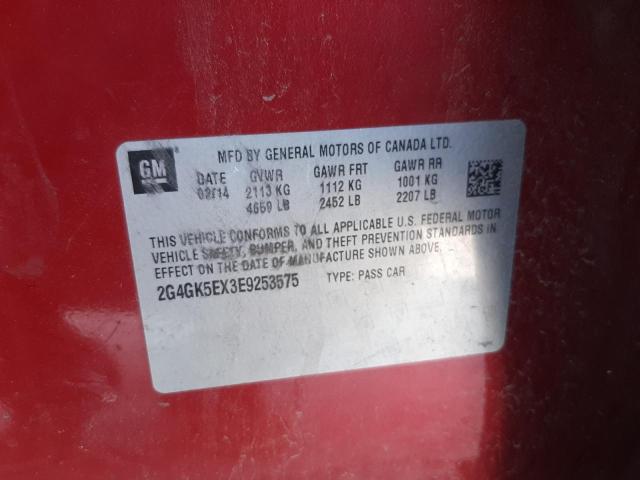 2G4GK5EX3E9253575 - 2014 BUICK REGAL RED photo 10