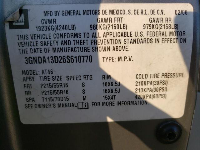 3GNDA13D26S610770 - 2006 CHEVROLET HHR LS 灰色 照片 10