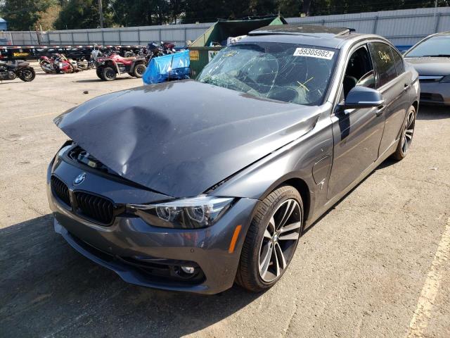 WBA8E1C59JA762737 - 2018 BMW 330E GRAY photo 2