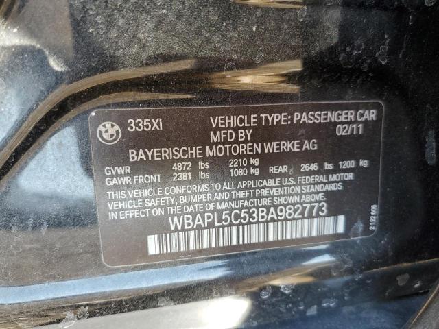 WBAPL5C53BA982773 - 2011 BMW 335 XI BLACK photo 10