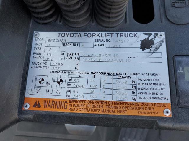 43267 - 2013 TOYOTA FORKLIFT ORANGE photo 10