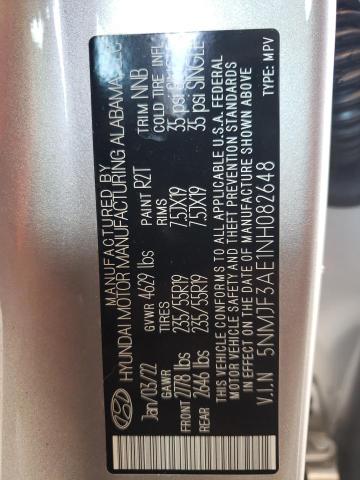 5NMJF3AE1NH082648 - 2022 HYUNDAI TUCSON SEL SILVER photo 10