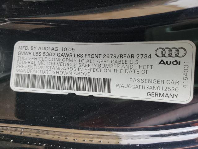 WAUCGAFH3AN012530 - 2010 AUDI S5 PREMIUM BLACK photo 10