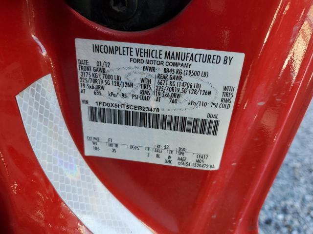 1FD0X5HT5CEB23478 - 2012 FORD F550 RED photo 10