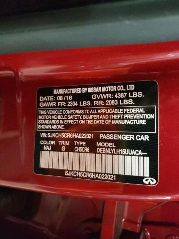 SJKCH5CR6HA022021 - 2017 INFINITI QX30 BASE MAROON photo 10