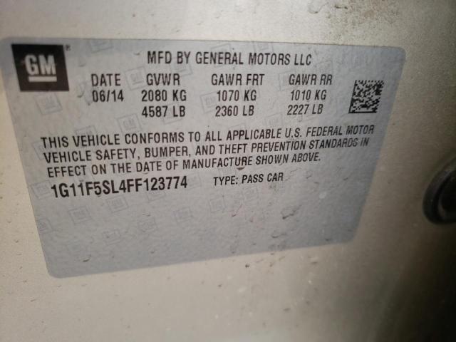 1G11F5SL4FF123774 - 2015 CHEVROLET MALIBU LTZ თაფლისფერი ფოტო 10