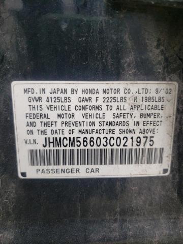 JHMCM56603C021975 - 2003 HONDA ACCORD EX BLACK photo 10