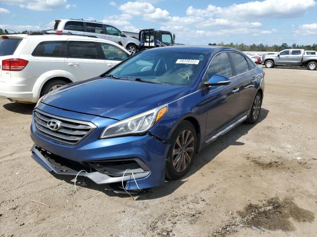 5NPE34AFXFH237629 - 2015 HYUNDAI SONATA SPO BLUE photo 2