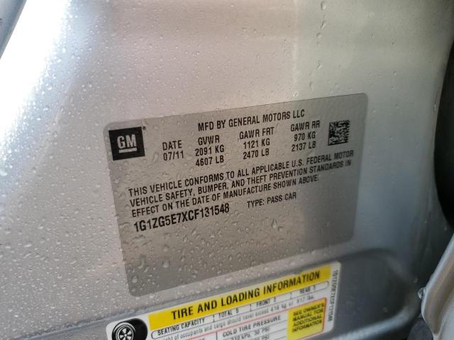 1G1ZG5E7XCF131548 - 2012 CHEVROLET MALIBU LTZ ვერცხლისფერი ფოტო 10