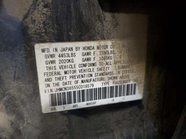 JHMCN36555C018579 - 2005 HONDA ACCORD HYB BLUE photo 10