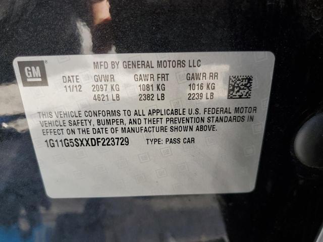 1G11G5SXXDF223729 - 2013 CHEVROLET MALIBU 3LT 黑色 照片 10