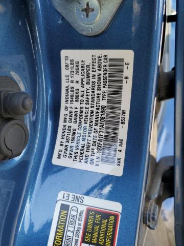 19XFA1F31AE081890 - 2010 HONDA CIVIC VP BLUE photo 10