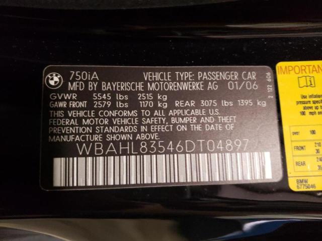 WBAHL83546DT04897 - 2006 BMW 750 I BLACK photo 10