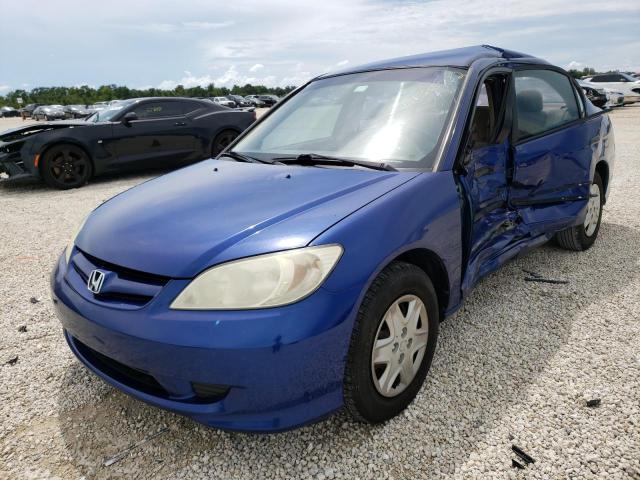 1HGES16324L004967 - 2004 HONDA CIVIC DX V BLUE photo 2