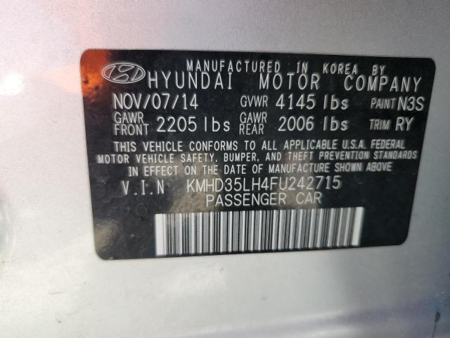 KMHD35LH4FU242715 - 2015 HYUNDAI ELANTRA GT SILVER photo 10