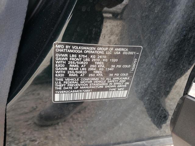 1V2ER2CA5MC572891 - 2021 VOLKSWAGEN ATLAS SEL Qara foto 10