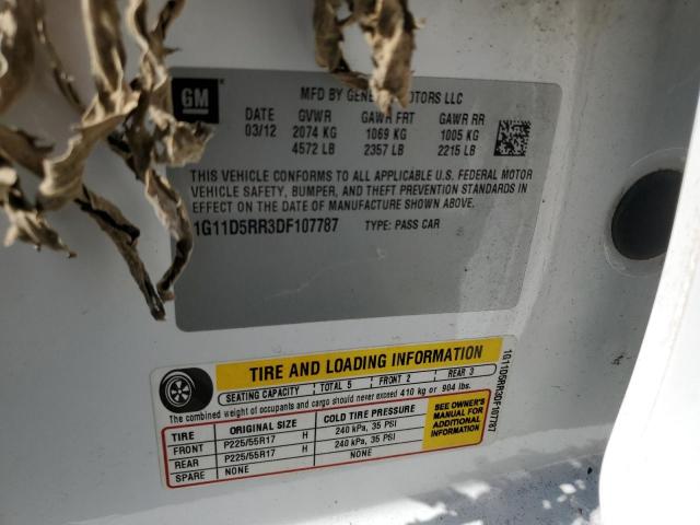 1G11D5RR3DF107787 - 2013 CHEVROLET MALIBU 1LT 白色 照片 10