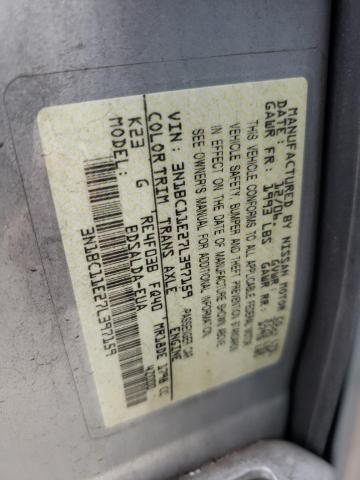 3N1BC11E27L397159 - 2007 NISSAN VERSA S  photo 10