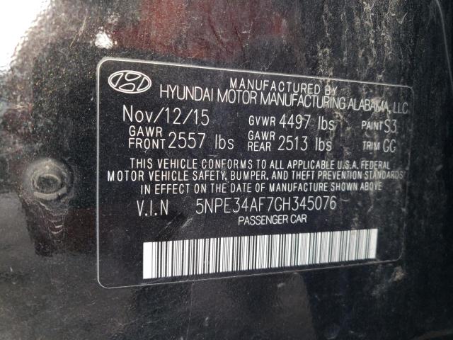 5NPE34AF7GH345076 - 2016 HYUNDAI SONATA SPO BLACK photo 10