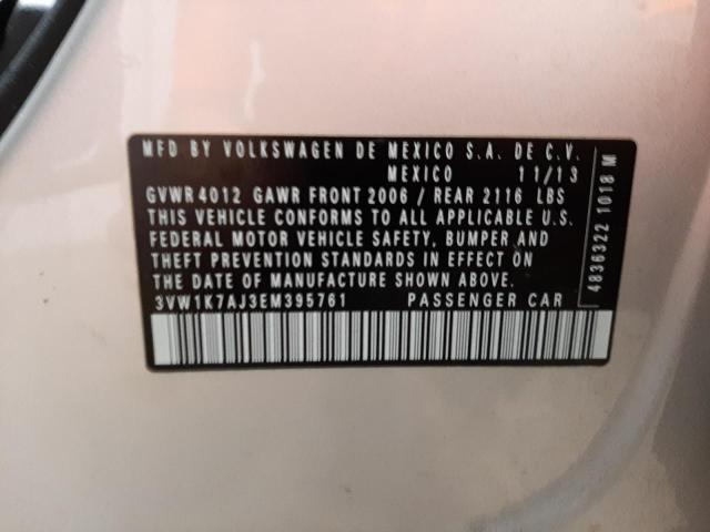 3VW1K7AJ3EM395761 - 2014 VOLKSWAGEN JETTA BASE 银色 照片 10