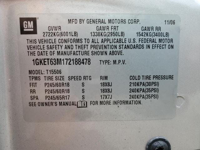 1GKET63M172188478 - 2007 GMC ENVOY DENA GRAY photo 10