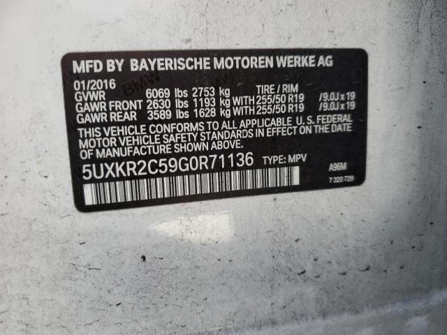 5UXKR2C59G0R71136 - 2016 BMW X5 SDRIVE3 WHITE photo 10