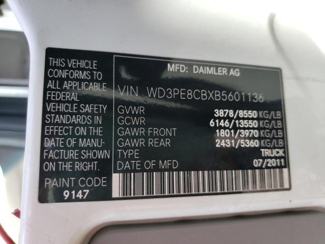 WD3PE8CBXB5601136 - 2011 MERCEDES-BENZ SPRINTER 2 WHITE photo 10