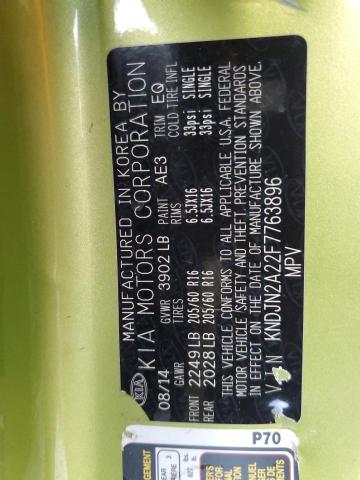 KNDJN2A22F7763896 - 2015 KIA SOUL GREEN photo 10