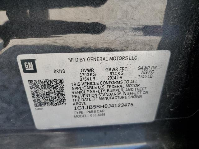 1G1JB5SH0J4123475 - 2018 CHEVROLET SONIC LS GRAY photo 10