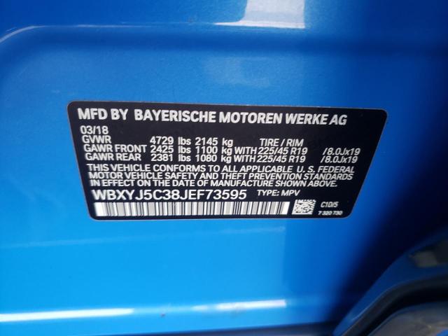 WBXYJ5C38JEF73595 - 2018 BMW X2 XDRIVE2 BLUE photo 10