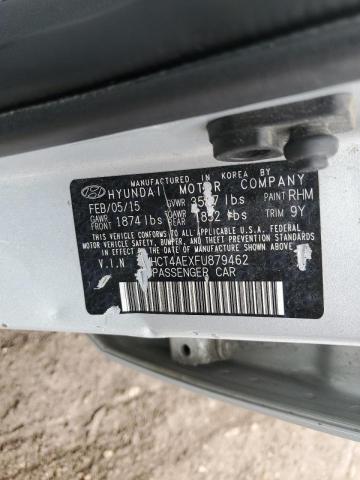 KMHCT4AEXFU879462 - 2015 HYUNDAI ACCENT SILVER photo 10